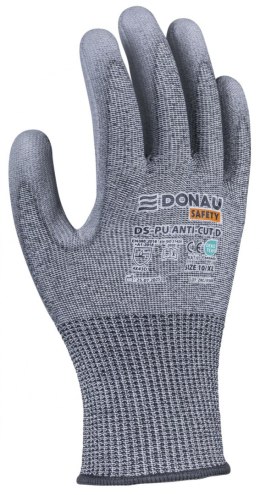 Rękawice antyprzecięciowe DONAU SAFETY DS-PU Anti-Cut D, rozm. 8, ciemnoszary