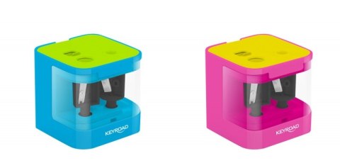 Temperówka elektryczna KEYROAD, USB, podwójna, w pudełku, mix kolorów