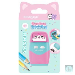 Temperówka plastikowa KEYROAD Bounce Buddies, podwójna, z pojemnikiem, blister, mix kolorów
