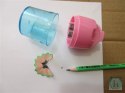 Temperówka plastikowa KEYROAD, pastel, podwójna, z pojemnikiem, blister, mix kolorów