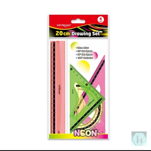 Zestaw geometryczny KEYROAD Neon, 4 elem., 20cm, zawieszka, mix kolorów
