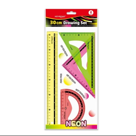 Zestaw geometryczny KEYROAD Neon, 4 elem., 30cm, zawieszka, mix kolorów