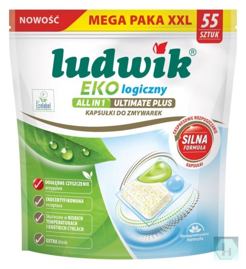 Ekologiczne kapsułki do zmywarek All in 1 Ultimate Plus LUDWIK, 55 szt.