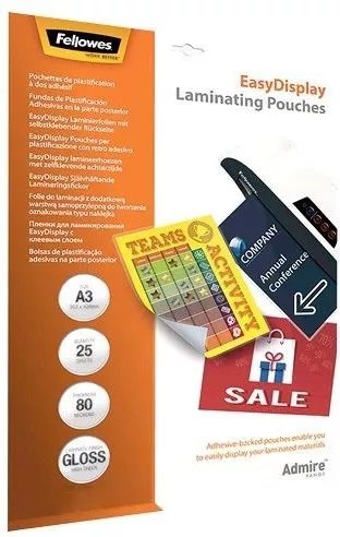 Folie do laminacji samoprzylepne A3 80mic., pakowane po 25 sztuk 5601803 FELLOWES