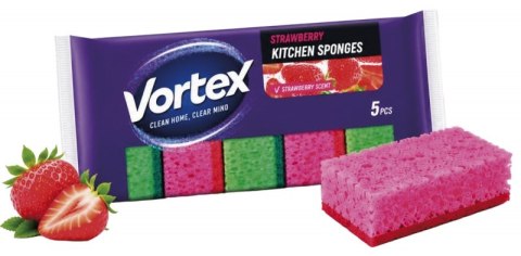 Gąbka kuchenna VORTEX, 5 szt., zapach truskawkowy, mix kolorów