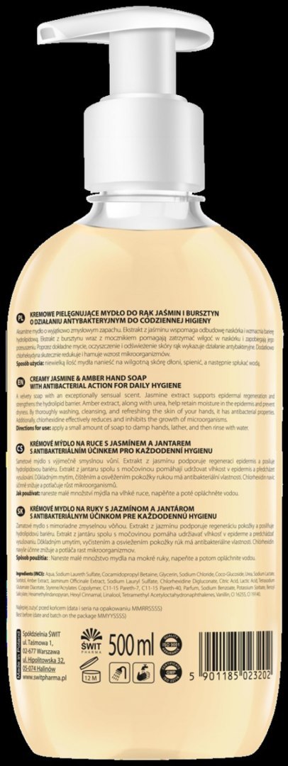 Kremowe mydło do rąk CLEANHANDS, 500ml, jaśmin i bursztyn