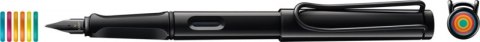 Pióro wieczne LAMY Safari 0B2 All Black, 6 kolorowych pierścieni, stalówka M, czarne