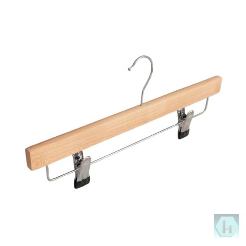 Wieszak na spodnie drewniany DONAU HOME, 35x17x1,2cm, 10 szt., naturalny