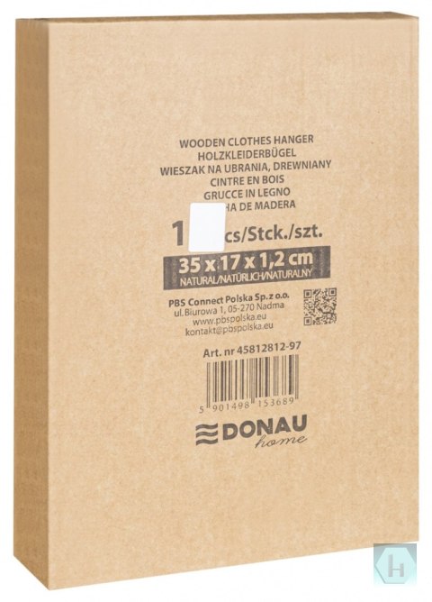 Wieszak na spodnie drewniany DONAU HOME, 35x17x1,2cm, 10 szt., naturalny