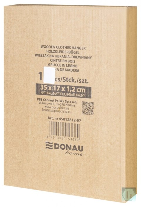Wieszak na spodnie drewniany DONAU HOME, 35x17x1,2cm, 10 szt., naturalny