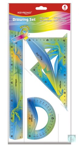 Zestaw geometryczny KEYROAD, motyl/dinozaur, elastyczny, 4 elem., zawieszka, mix kolorów