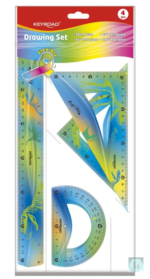 Zestaw geometryczny KEYROAD, motyl/dinozaur, elastyczny, 4 elem., zawieszka, mix kolorów